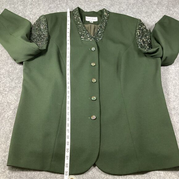 John Meyer Of Norwich Oversized Jacket Green Embroidery Beaded Embellish VTG 22W - Picture 7 of 15